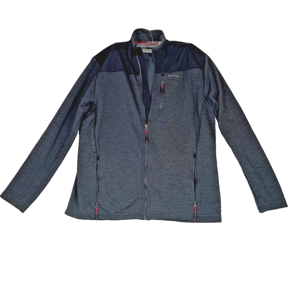 Orvis Classic Collection Men's‎ Full Zip Jacket Gray Black Size L Pockets Hiking